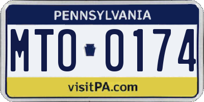 PA license plate MTO0174