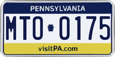 PA license plate MTO0175