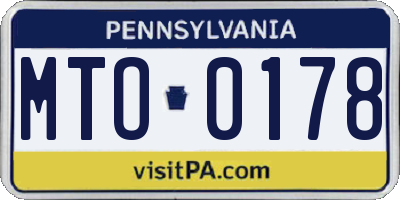 PA license plate MTO0178