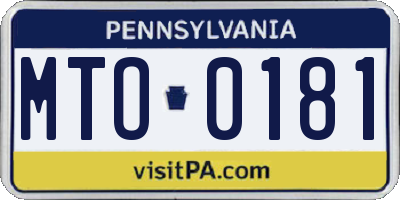 PA license plate MTO0181
