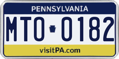 PA license plate MTO0182