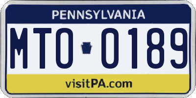 PA license plate MTO0189