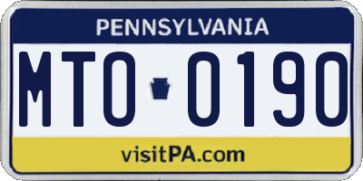 PA license plate MTO0190