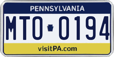 PA license plate MTO0194