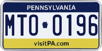PA license plate MTO0196