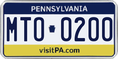 PA license plate MTO0200