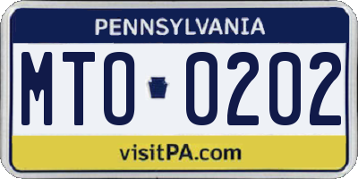 PA license plate MTO0202