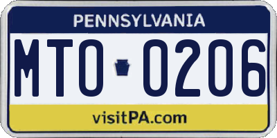 PA license plate MTO0206