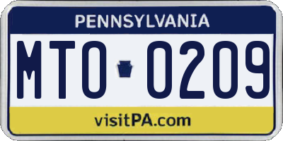 PA license plate MTO0209