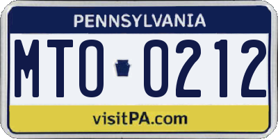 PA license plate MTO0212