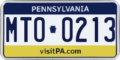 PA license plate MTO0213