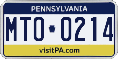 PA license plate MTO0214