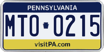 PA license plate MTO0215