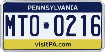 PA license plate MTO0216