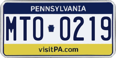 PA license plate MTO0219