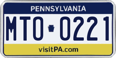 PA license plate MTO0221