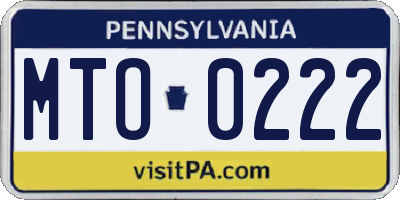 PA license plate MTO0222