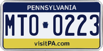 PA license plate MTO0223