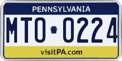 PA license plate MTO0224