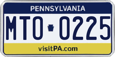 PA license plate MTO0225