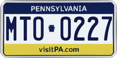 PA license plate MTO0227