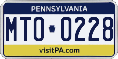PA license plate MTO0228
