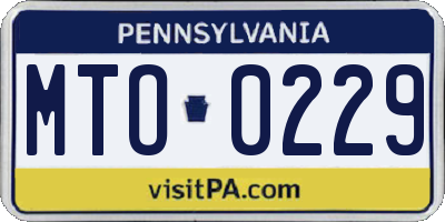 PA license plate MTO0229