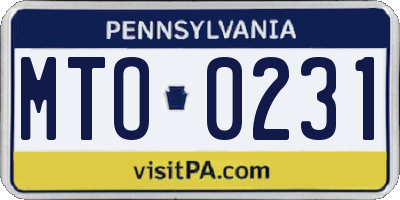 PA license plate MTO0231