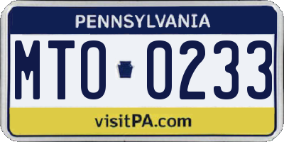 PA license plate MTO0233
