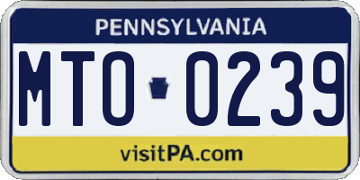 PA license plate MTO0239