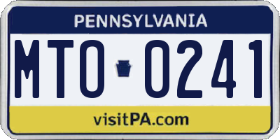 PA license plate MTO0241