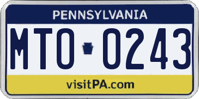 PA license plate MTO0243