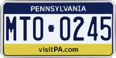 PA license plate MTO0245