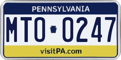 PA license plate MTO0247