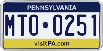 PA license plate MTO0251