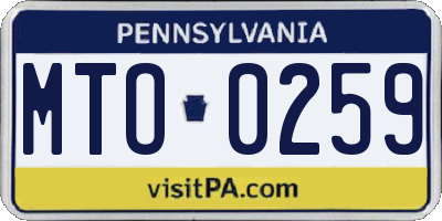 PA license plate MTO0259
