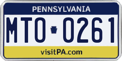 PA license plate MTO0261