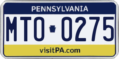 PA license plate MTO0275