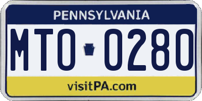 PA license plate MTO0280
