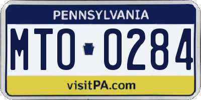PA license plate MTO0284