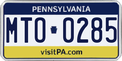 PA license plate MTO0285