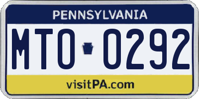 PA license plate MTO0292