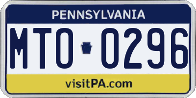 PA license plate MTO0296