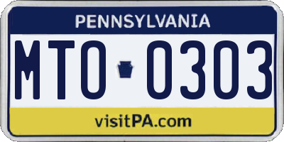 PA license plate MTO0303