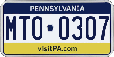 PA license plate MTO0307