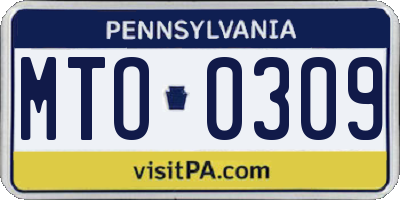 PA license plate MTO0309