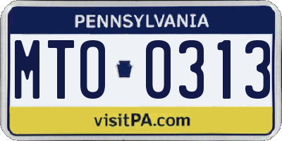 PA license plate MTO0313