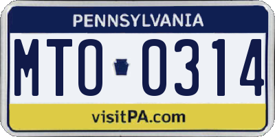 PA license plate MTO0314