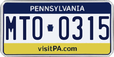 PA license plate MTO0315