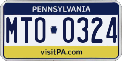 PA license plate MTO0324